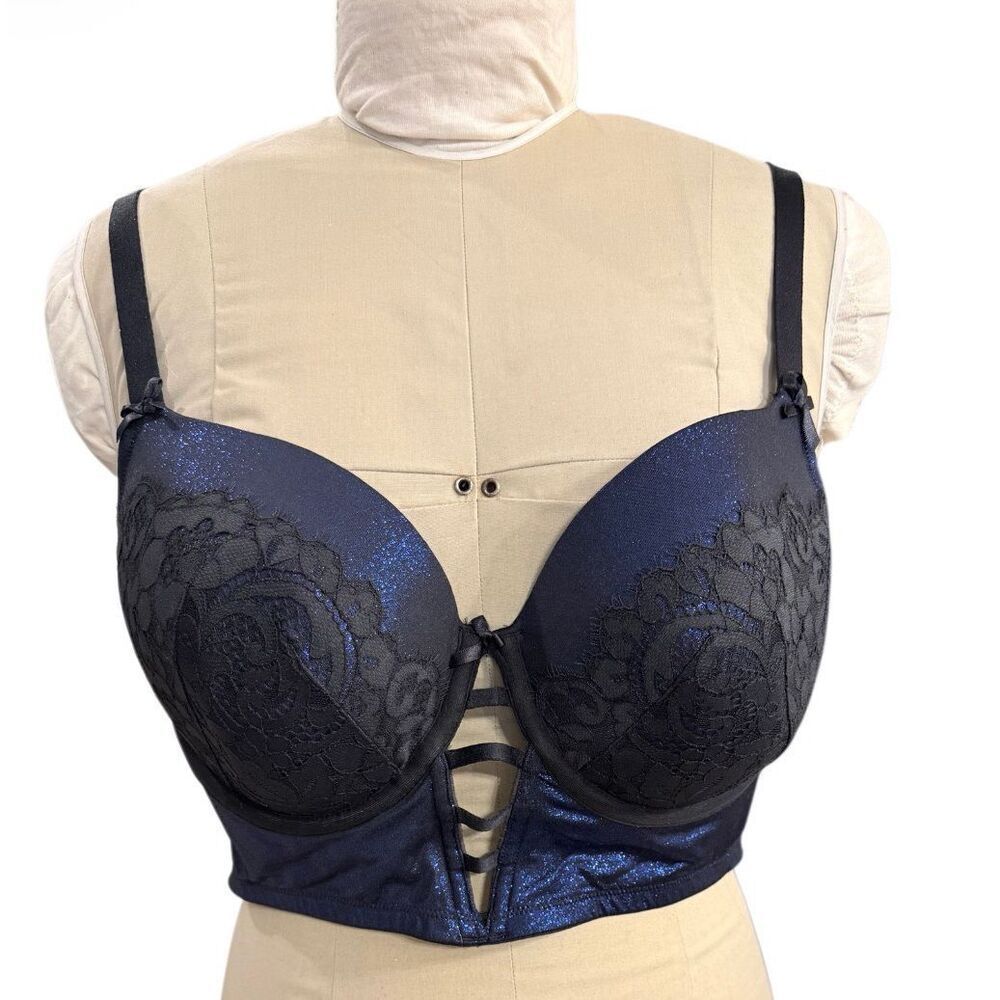 Cacique Lane Bryant Foil Shine Longline Balconette Bra Sz. 44C